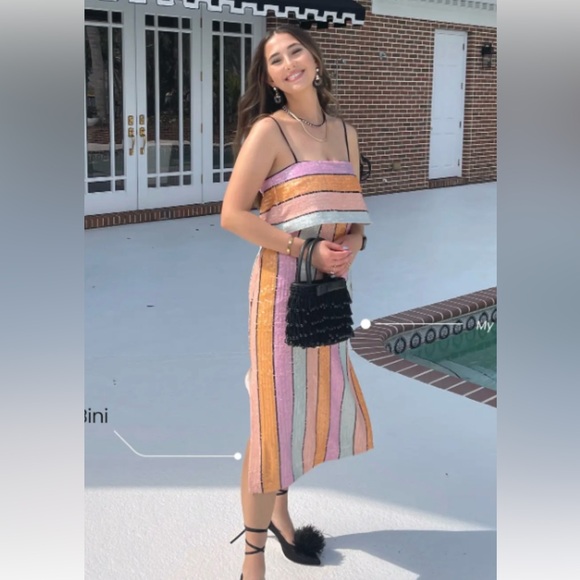 COPY - Gianni Bini | Alston Stripe Sequin Dress NWT size 6, 10 orange pink - Picture 6 of 11